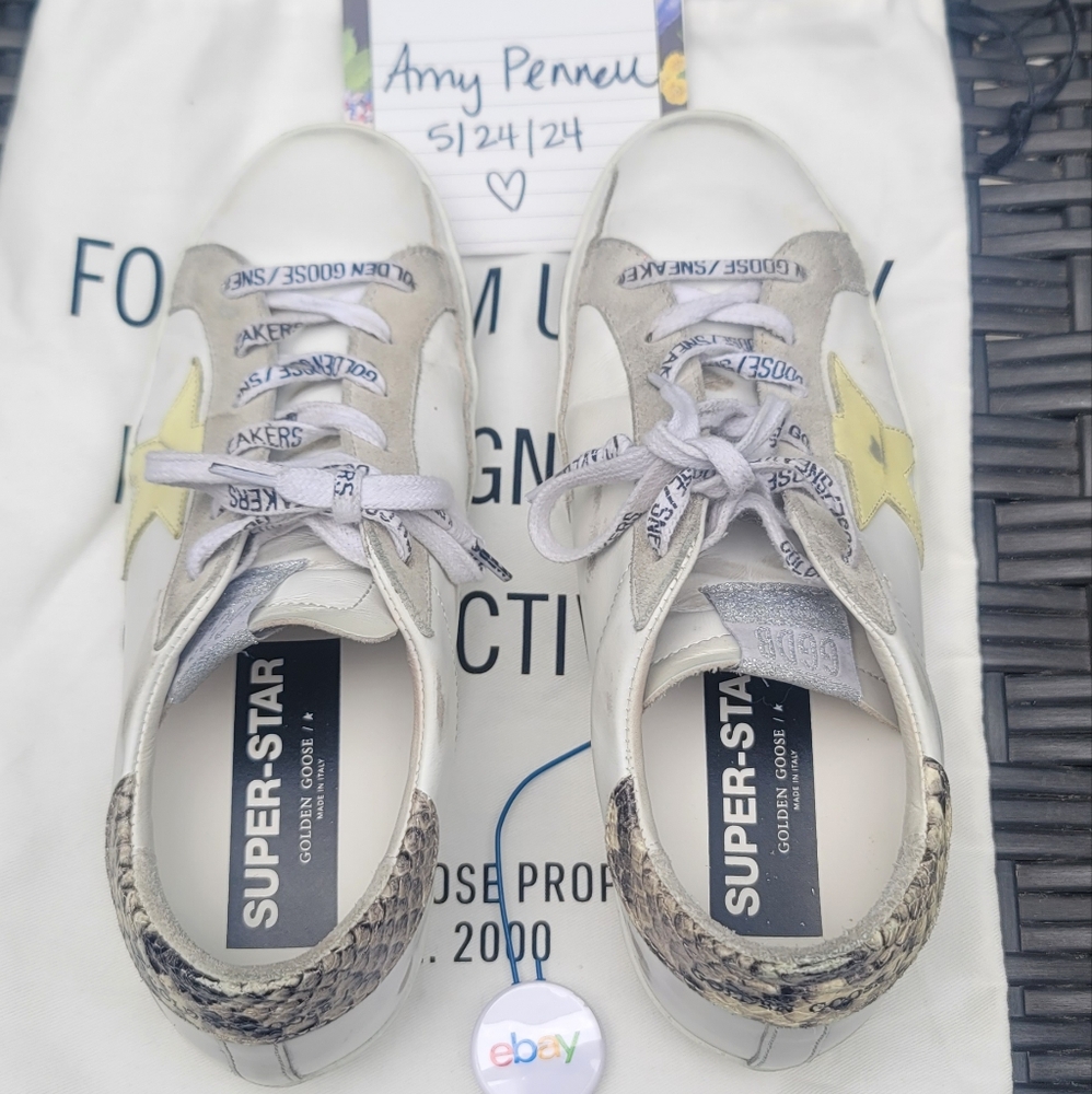 Women's Golden Goose Superstars Sneakers Size 38 7.5-8 Private Edit Python Heel
